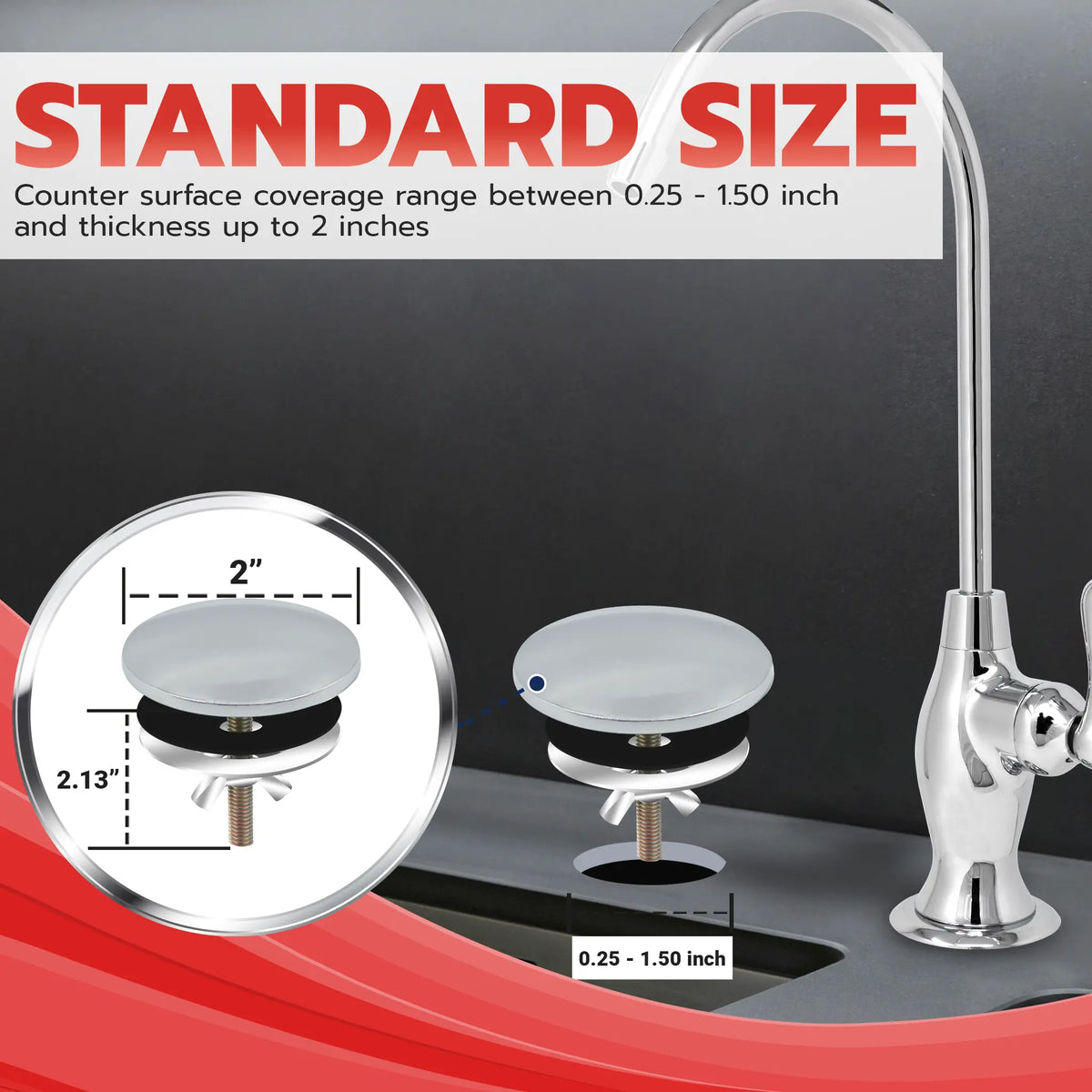 Metpure 2 inch stainless steel kitchen sink faucet hole cover - view 21