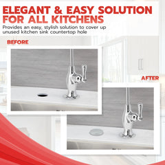 Metpure 2 inch stainless steel kitchen sink faucet hole cover with rubber gasket