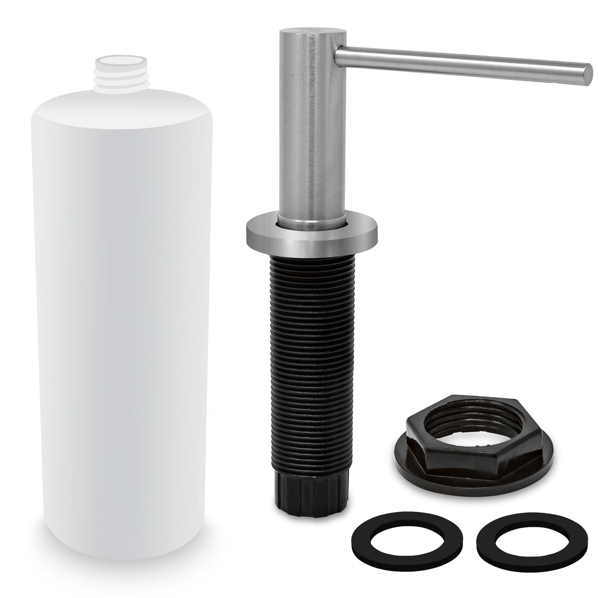 Metpure kitchen sink soap dispenser, stainless steel pump with bottle - view 3