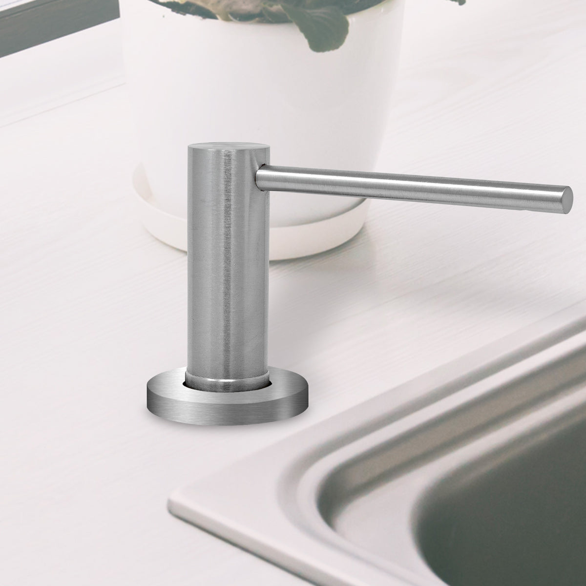 Metpure kitchen sink soap dispenser, stainless steel pump with bottle - view 2