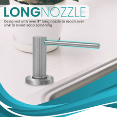 Metpure kitchen sink soap dispenser, stainless steel pump with bottle - view 6