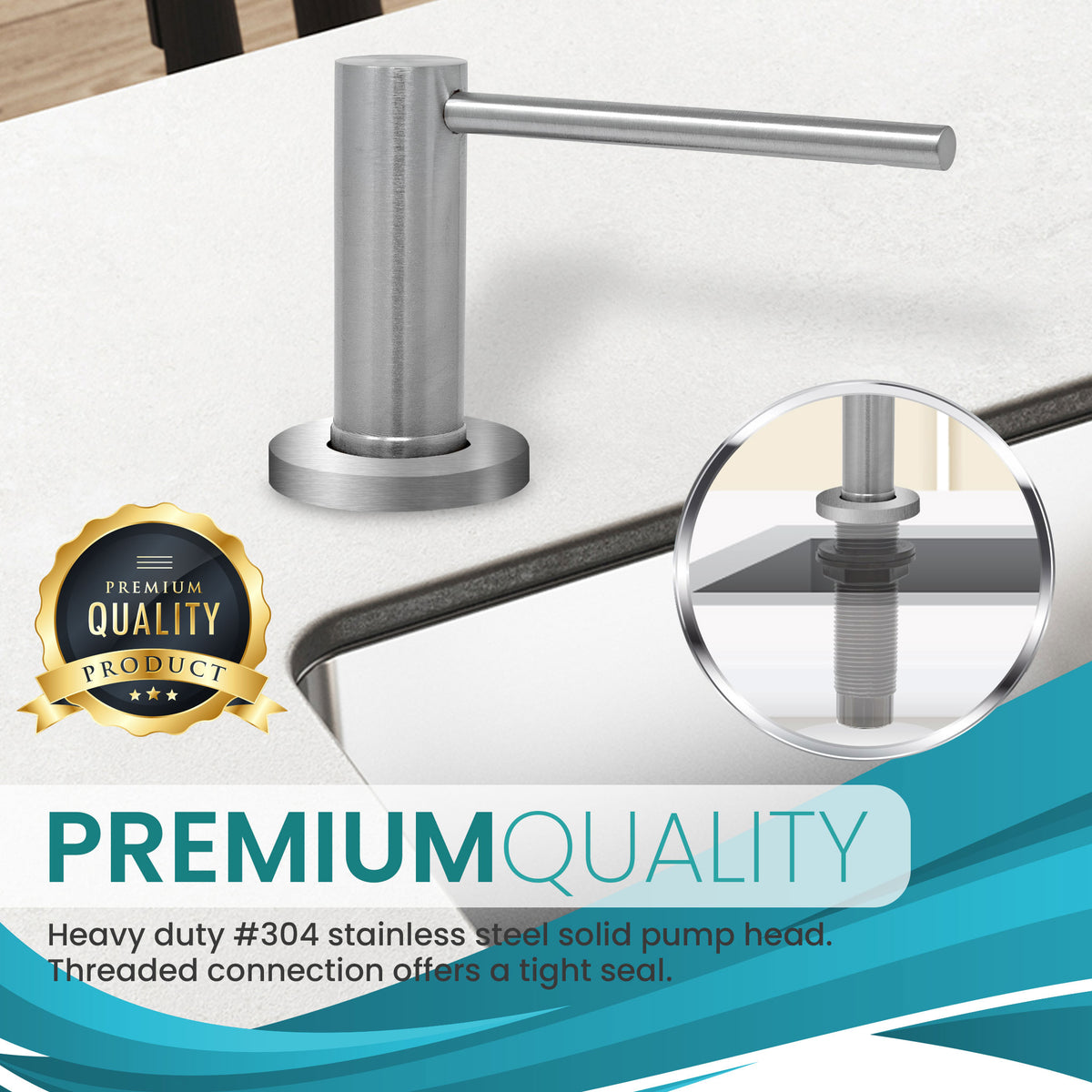 Metpure kitchen sink soap dispenser, stainless steel pump with bottle - view 10