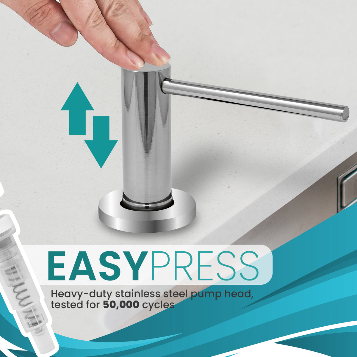 Metpure kitchen sink soap dispenser, stainless steel pump with bottle - view 22