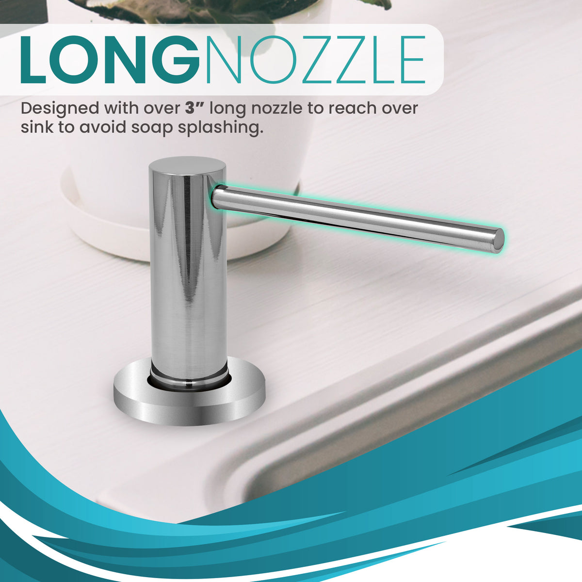 Metpure kitchen sink soap dispenser, stainless steel pump with bottle - view 19