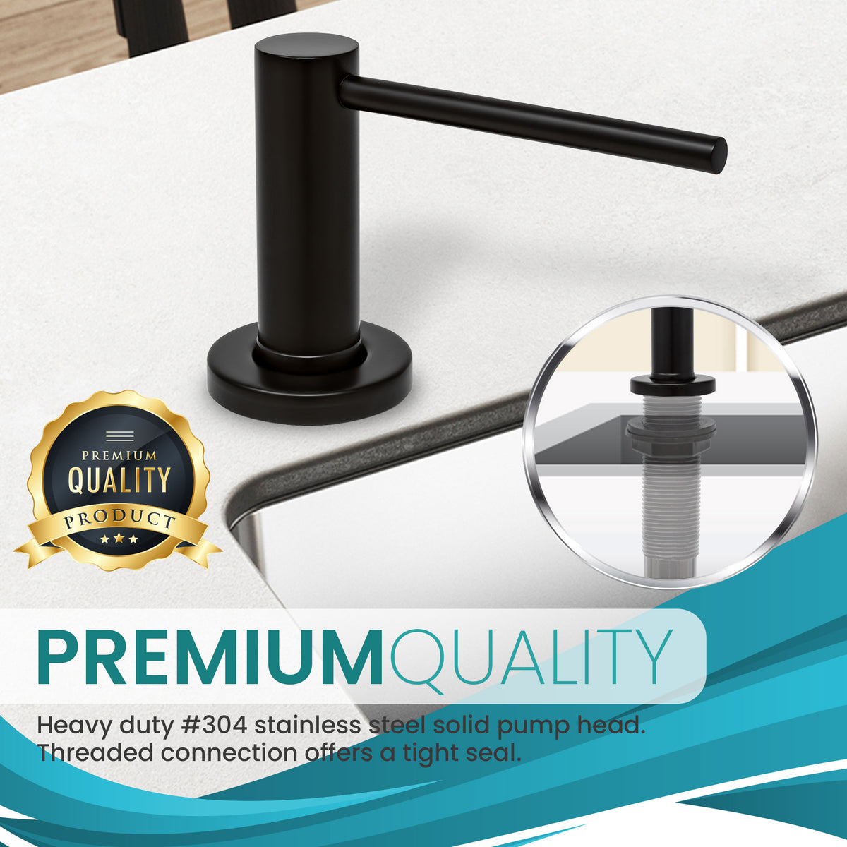 Metpure kitchen sink soap dispenser, stainless steel pump with bottle - view 24