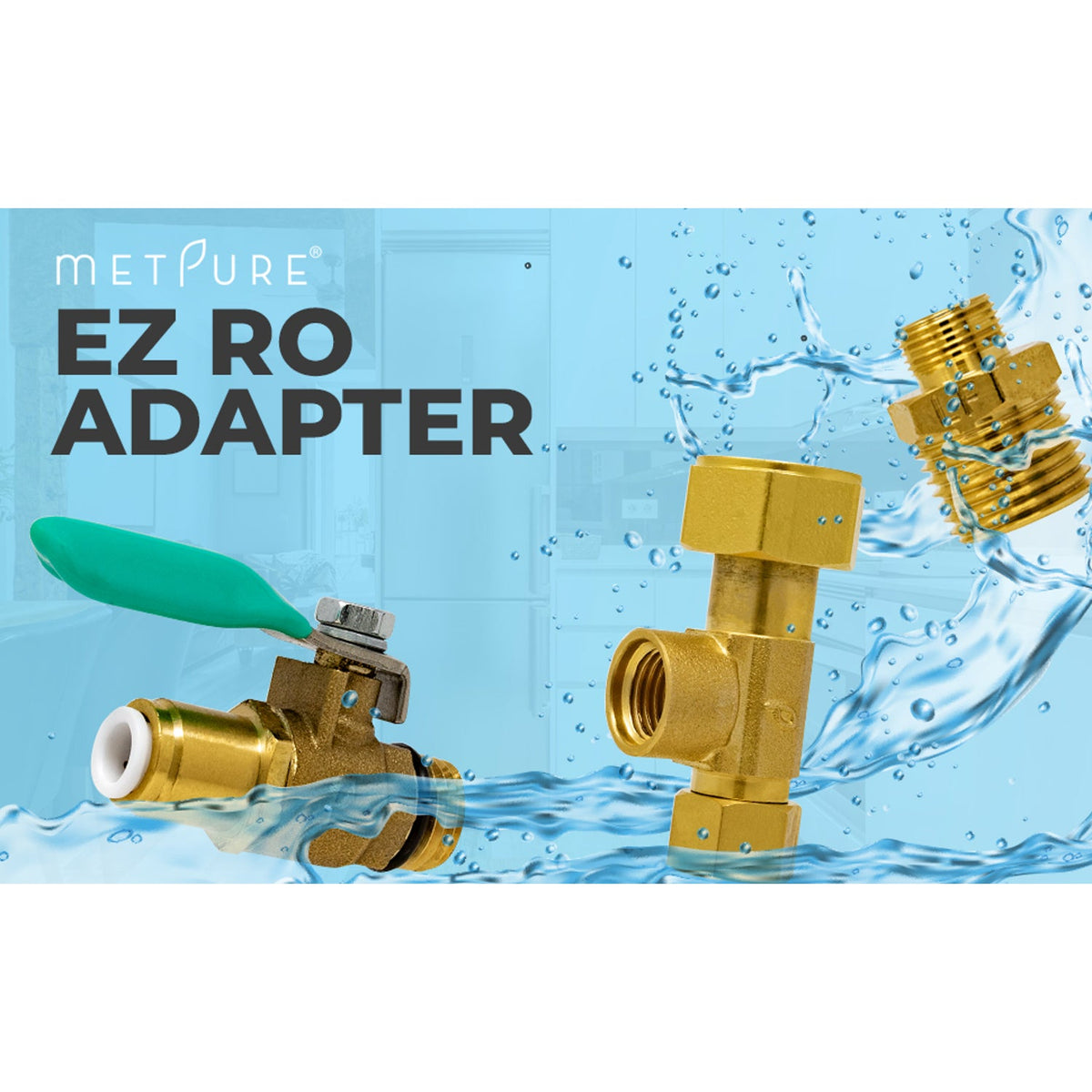 Metpure EZ RO Universal Feed Water Adapter Tee with Quick Connect Ball Valve, Lead-Free Brass (1/4" OD or 3/8" OD)