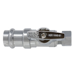 MiiFLEX chrome lead free brass straight stop valve, 1/2 inch press x 3/8 inch OD compression, ProPress compatible