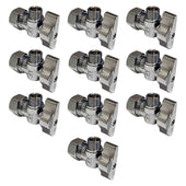 1/2" NOM (5/8" OD) x 3/8" COMP 1/4 Turn Angle Stop Valve 10 Pack