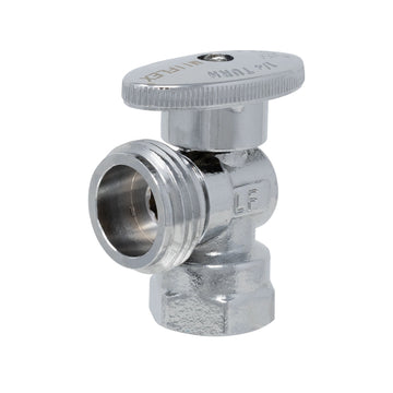 1/4 Turn Washing Machine Angle Stop, 1/2" FIP x 3/4" MHT Heavy Duty Chrome Plated Brass Quarter Shut Off Valve