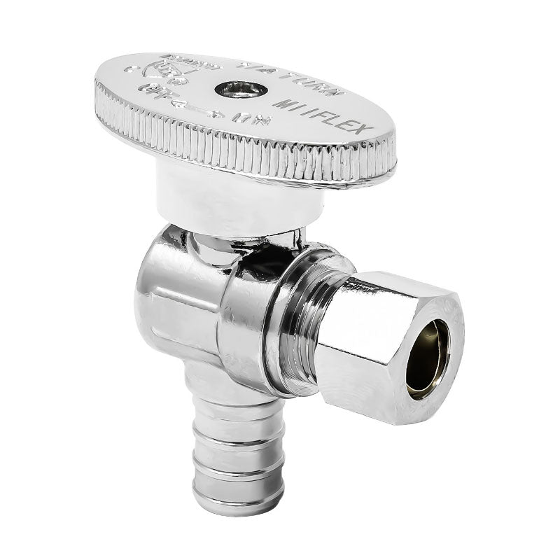 PEX B Angle Stop 1/2 inch Crimp PEX x 3/8 inch OD COMP 1/4 Turn - view 2