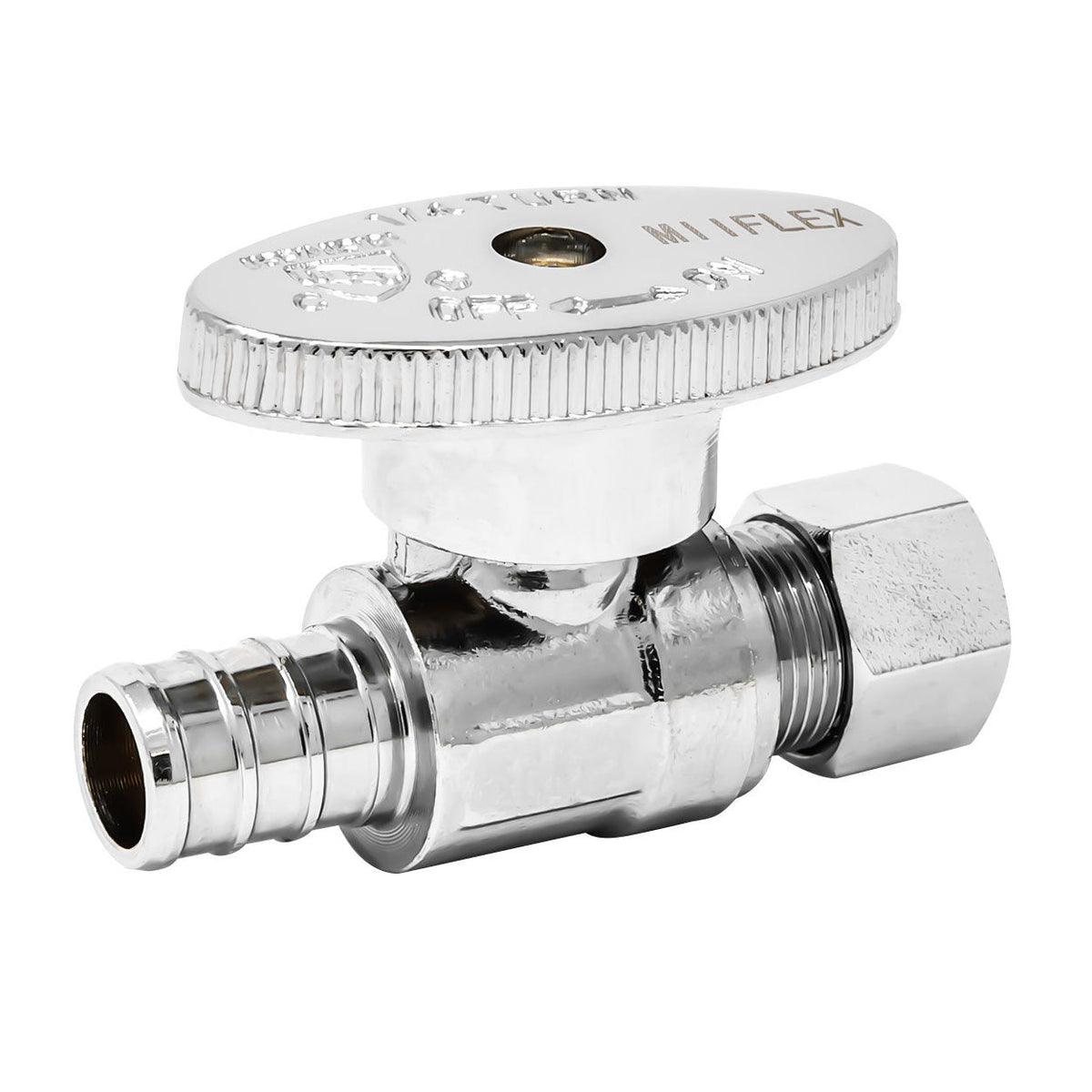 Straight PEX B Stop 1/2 inch Crimp PEX x 3/8 inch OD COMP 1/4 Turn - view 2