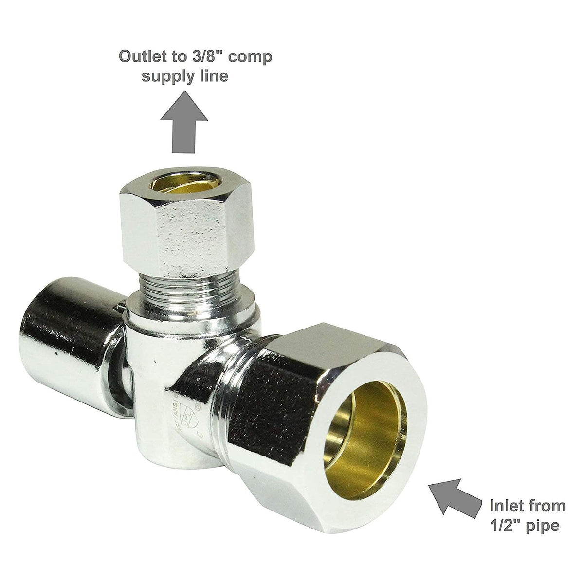 Angle Stop 5/8 inch OD (1/2 inch NOM) x 3/8 inch OD COMP with Loose Key 1/4 Turn - view 5