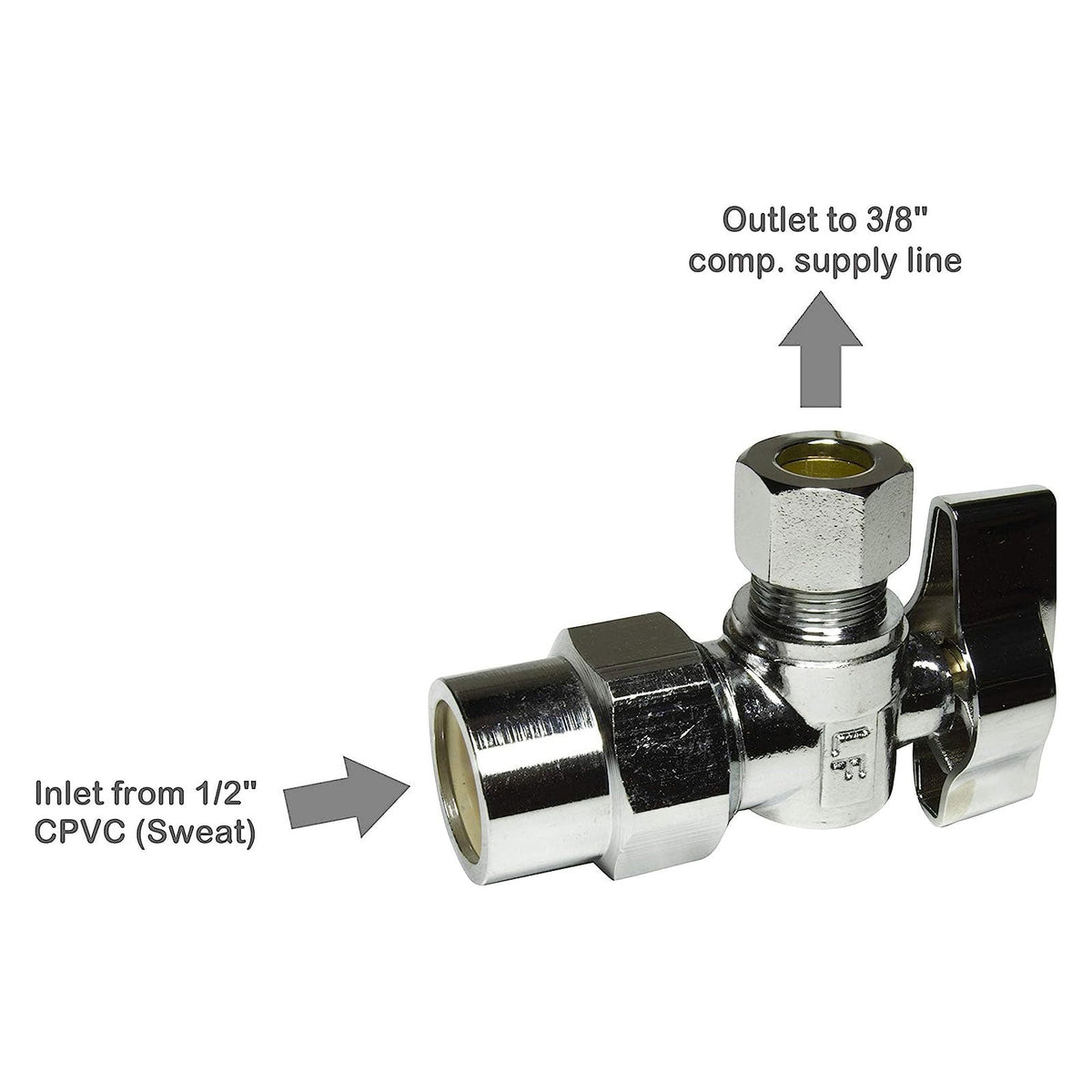 1/2 inch CPVC x 3/8 inch COMP 1/4 Turn Angle Valve - view 4