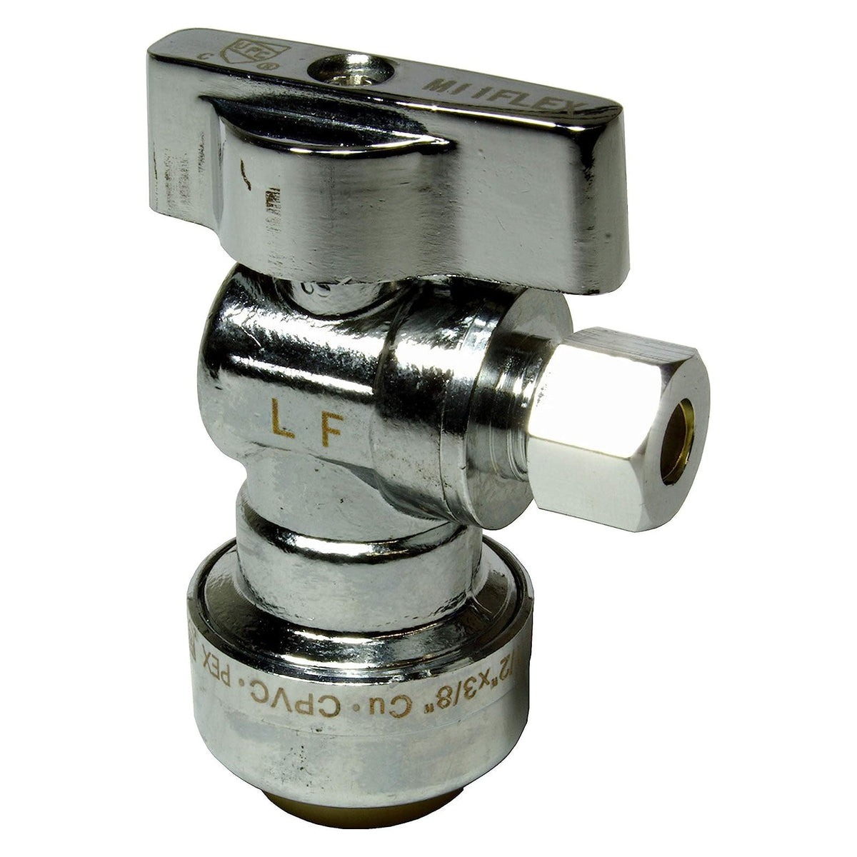 MiiFLEX straight push-fit stop valve, 1/2 inch NOM x 1/4 inch OD compression, 2 pack