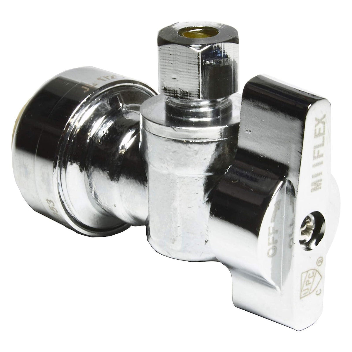 MiiFLEX straight push-fit stop valve, 1/2 inch NOM x 1/4 inch OD compression, 2 pack