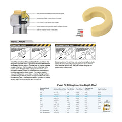 Lead free brass push fit 1/4 turn angle stop valve, 1/2 inch NOM x 3/8 inch OD compression, 5 pack