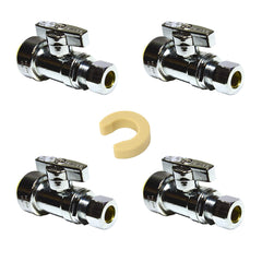1/2 inch NOM x 3/8 inch OD COMP Push-Fit Straight Stop Valve 4 Pack