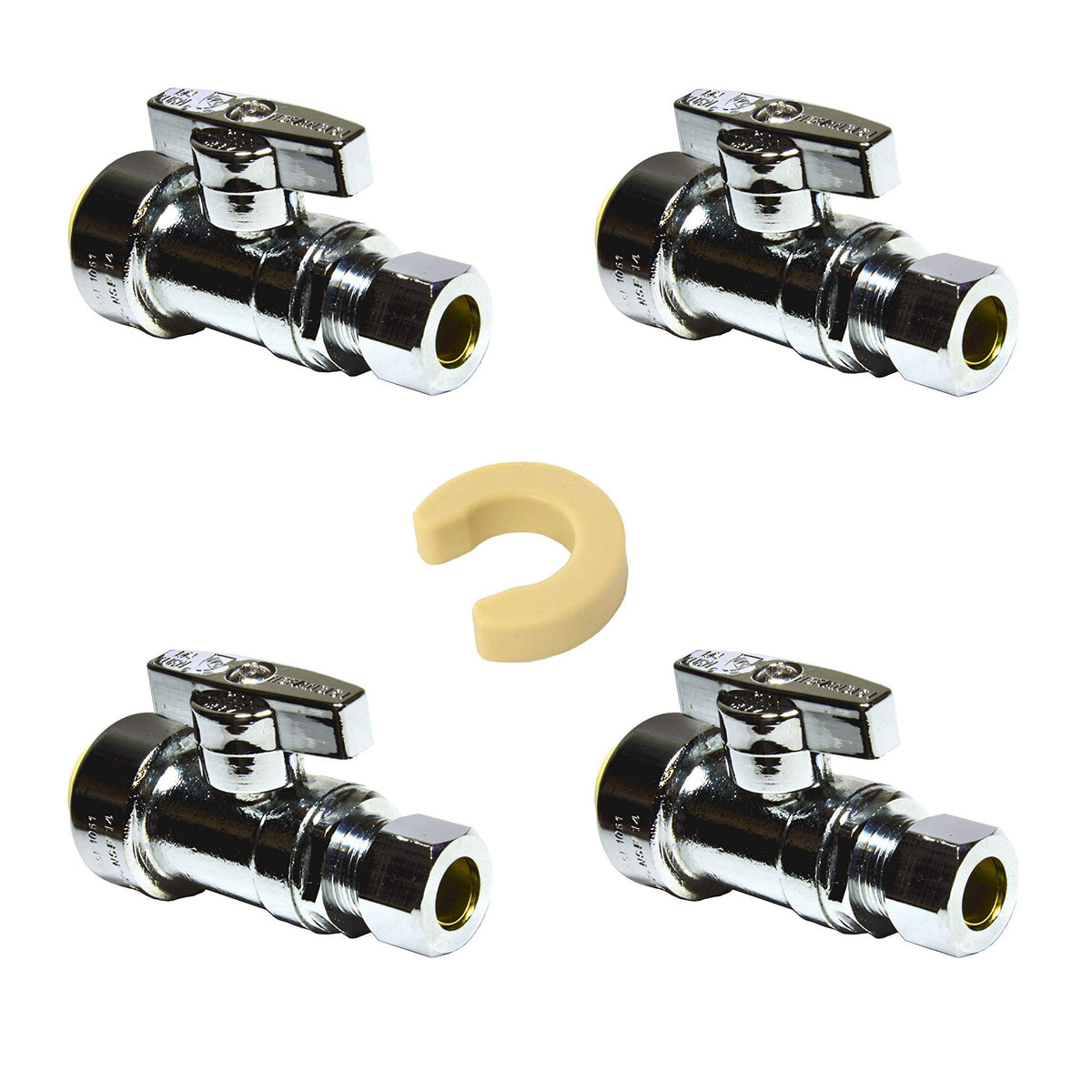 1/2 inch NOM x 3/8 inch OD COMP Push-Fit Straight Stop Valve 4 Pack