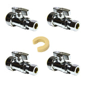 1/2" NOM x 3/8" OD COMP Push-Fit Straight Stop Valve 4 Pack