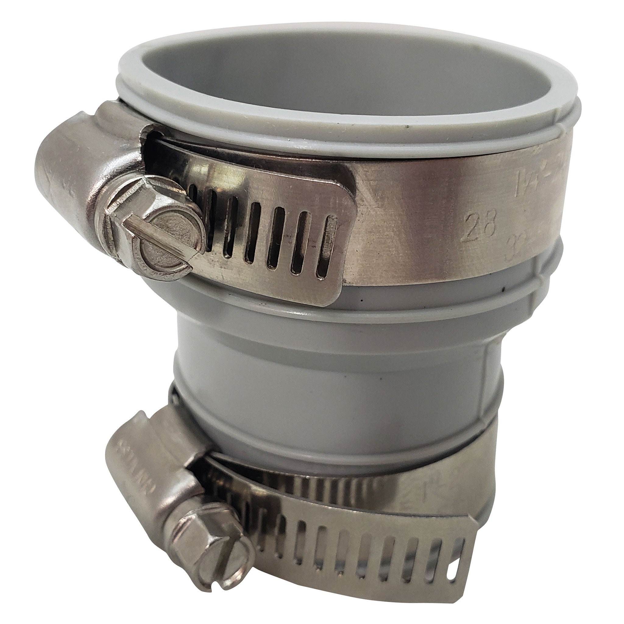 1-1/4" x 1-1/2" Drain Connect Rubber Coupling with Stainless Steel Band and Clamps
