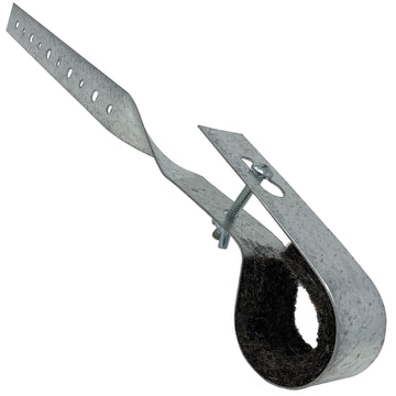 3" all purpose DWV hanger, galvanized 18 gauge steel. Felt lined with locking screws.