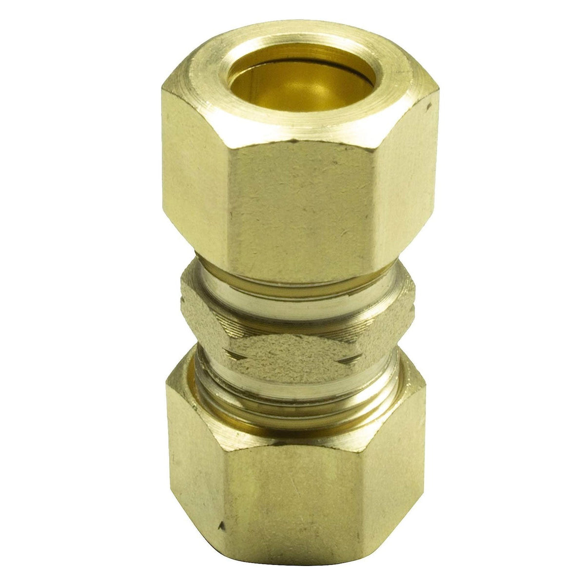 Lead free brass 3/8 inch OD compression union coupling, 5 pack