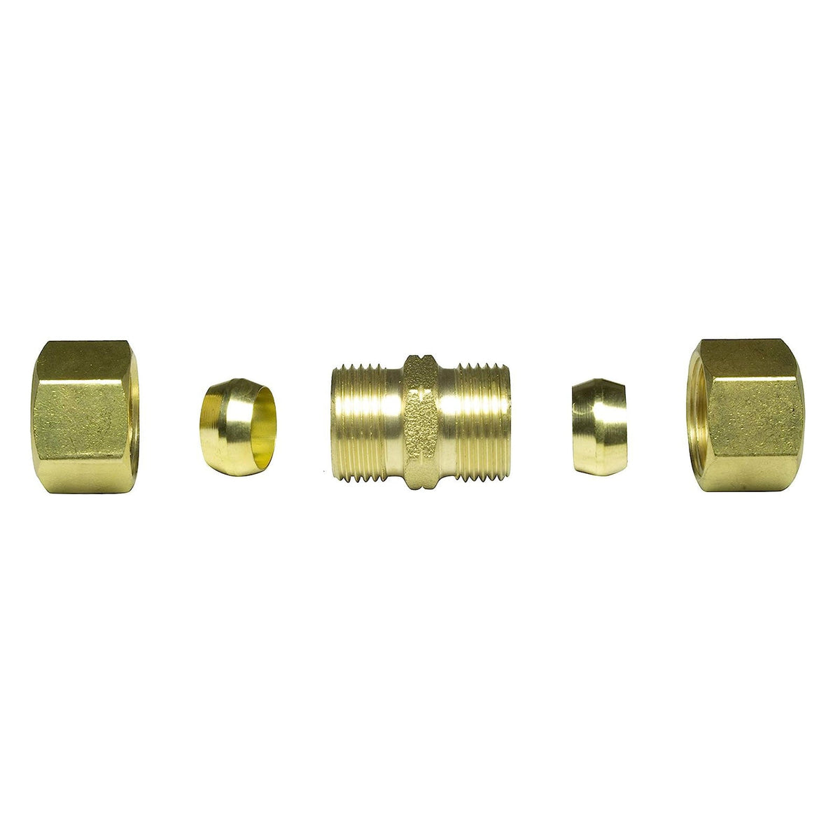 Lead free brass 3/8 inch OD compression union coupling, 5 pack