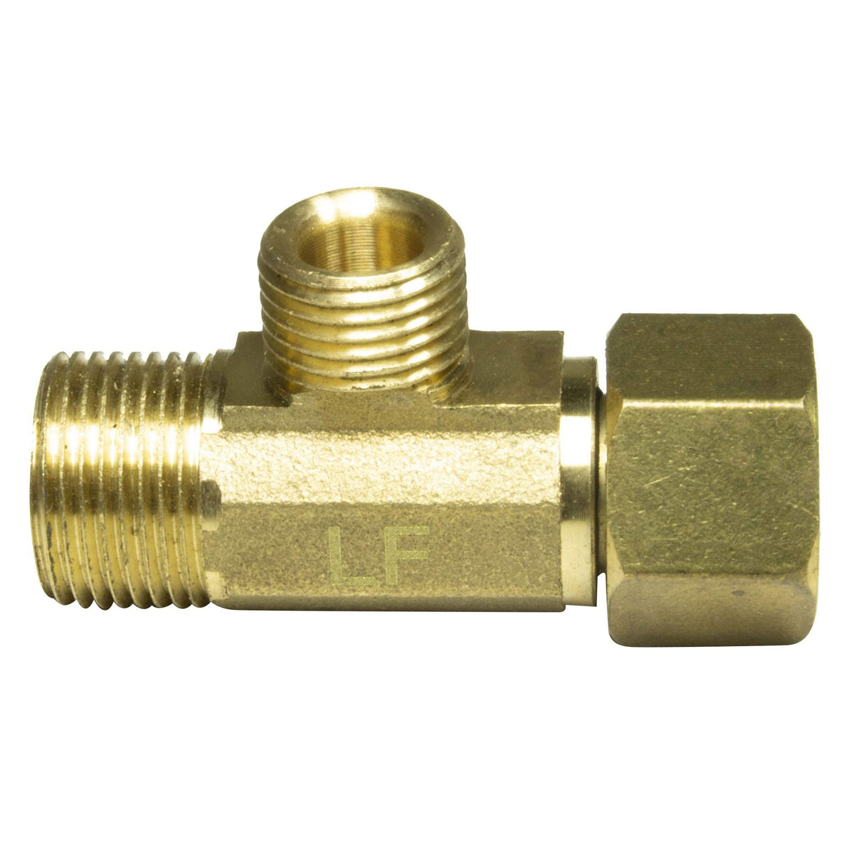 3/8 inch female compression x 3/8 inch x 1/4 inch brass angle stop add-a-tee, 5 pack - view 4