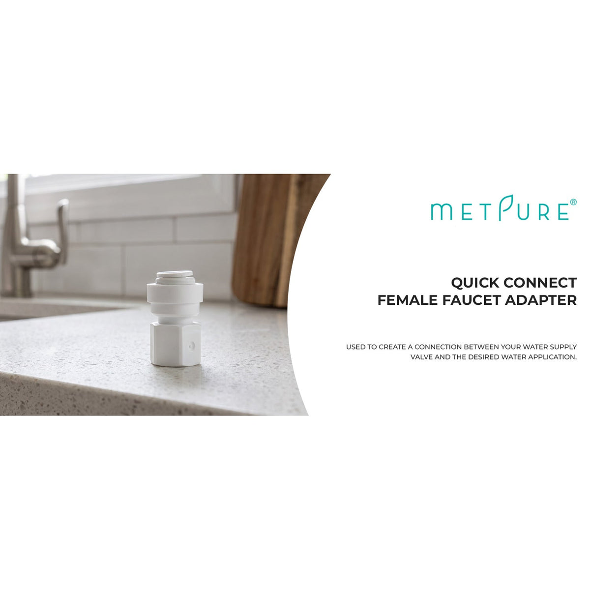 3/8" OD Quick Connect x 1/4" Comp (7/16" UNS) Female Faucet Adapter, White