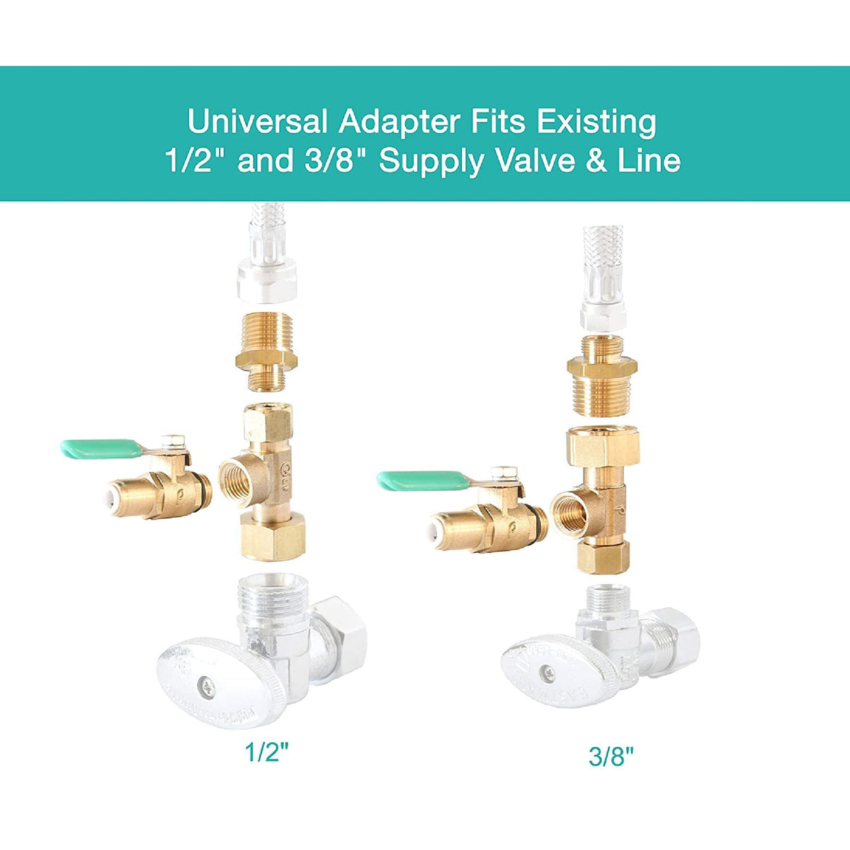 Metpure lead free brass EZ RO feed water adapter tee with quick connect ball valve