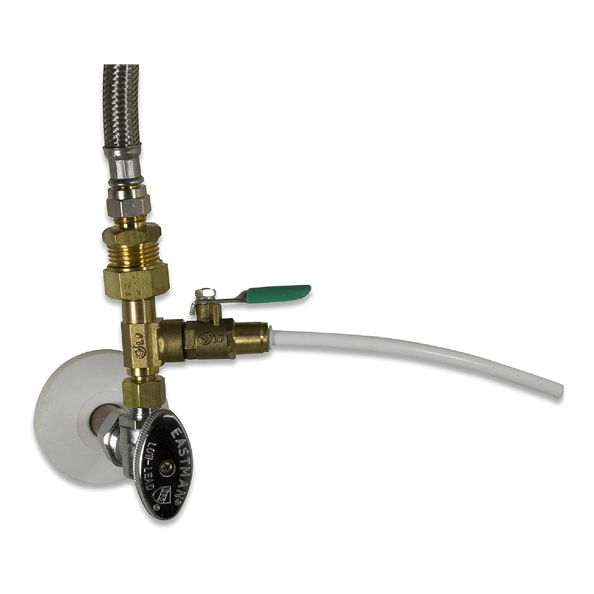 Metpure lead free brass EZ RO feed water adapter tee with quick connect ball valve