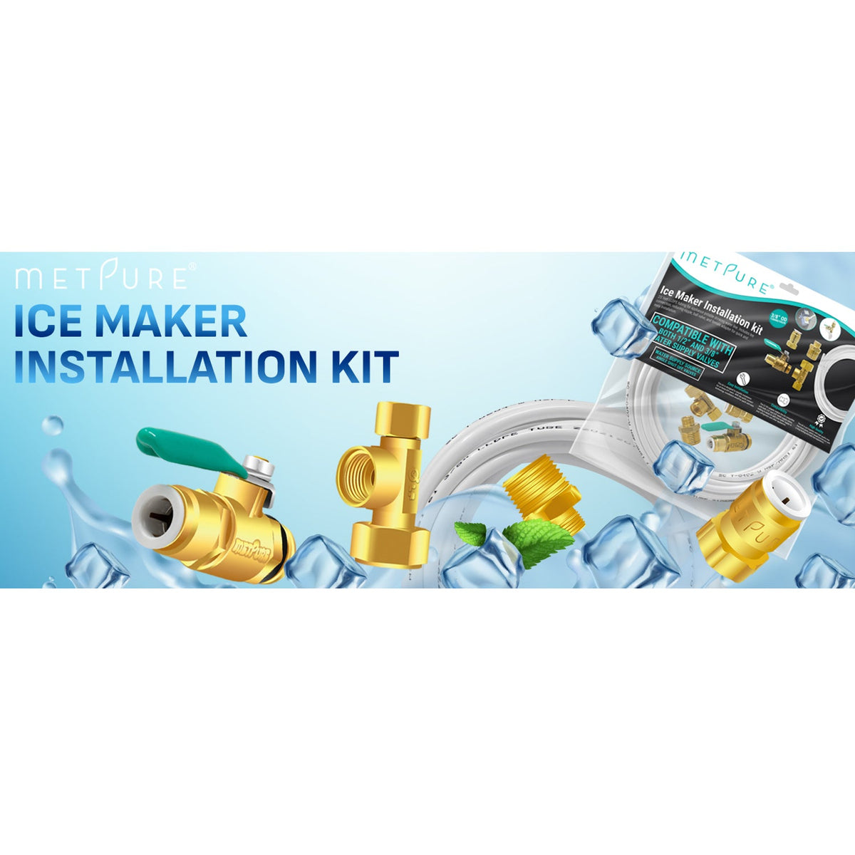 Metpure Ice Maker & Refrigerator Water Line Kit, 1/4" OD, 25 ft Tubing with Shut-Off Valve