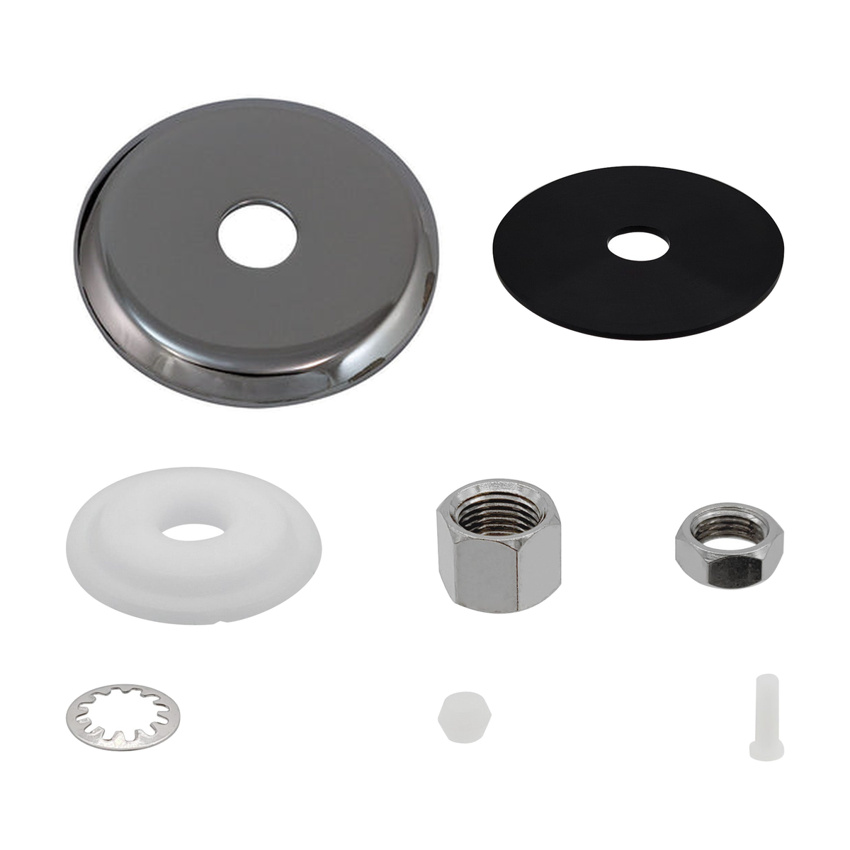 Chrome escutcheon plate and mounting hardware kit for Metpure FA-05 RO faucet