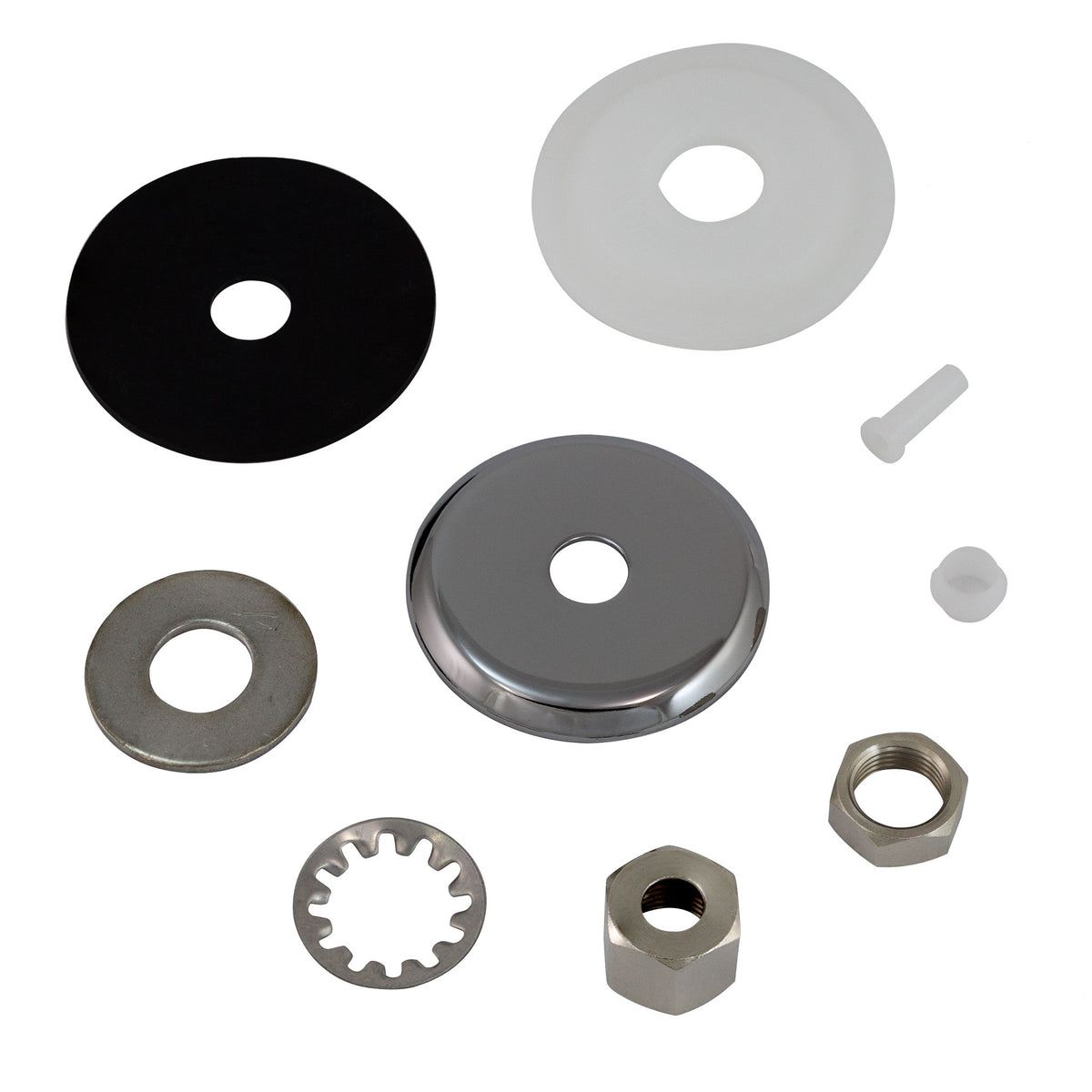 Chrome escutcheon plate and mounting hardware pack for Metpure FA-05 RO faucet