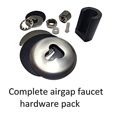 Brushed Nickel escutcheon plate and mounting hardware pack for Metpure FA-05 Air Gap RO faucet