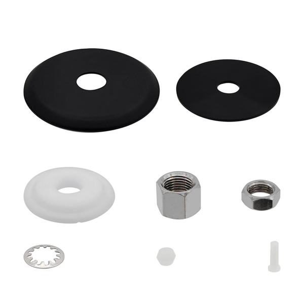 Matte Black escutcheon plate and mounting hardware kit for Metpure FA-05 RO faucet
