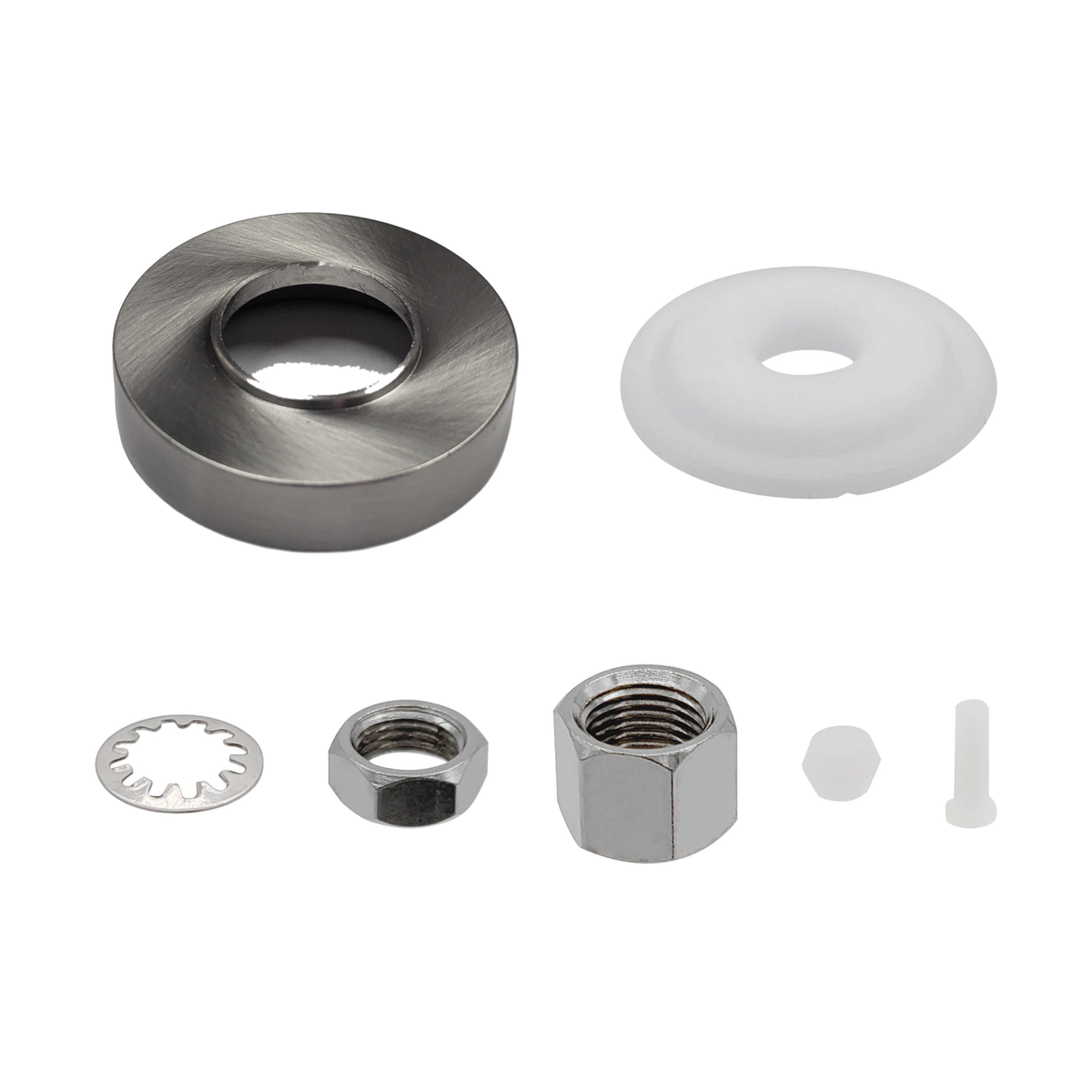 Brushed Nickel escutcheon plate and mounting hardware kit for Metpure FA-08/FA-09 RO faucet