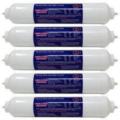 Clean Pure 2 x 10 inch inline coconut carbon GAC water filter with 1/4 inch OD quick connect ends, 5 pack