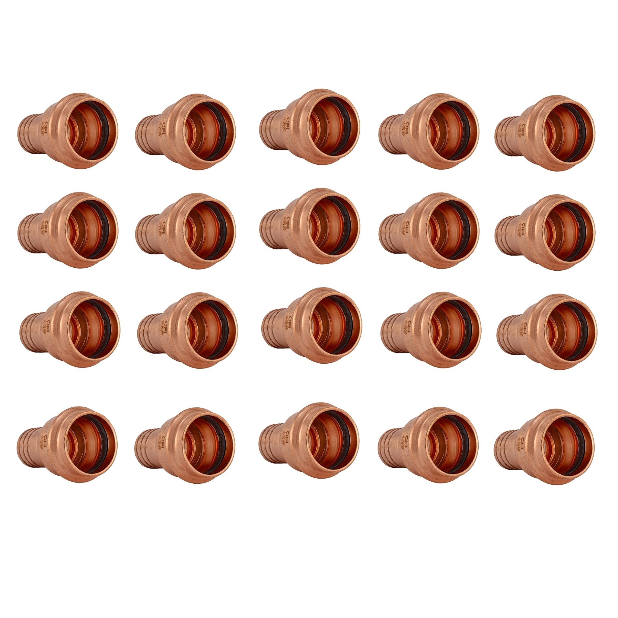 Copper 1/2" Press (P) x 1/2" PEX B Crimp Fitting for Copper and PEX Pipe. ProPress Compatible. 20 pack