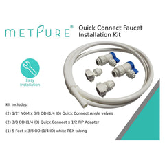 Metpure push-fit faucet water supply kit with two angle shut-off valves, adapters and 5 ft PEX tubing