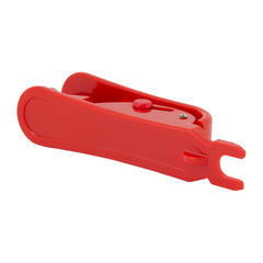 Red plastic tubing cutter with stainless steel blade for 1/8 to 3/4 inch tube