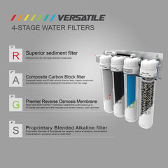 Metpure Versatile 4 stage MV4-RAGS alkaline quick twist reverse osmosis water filtration system