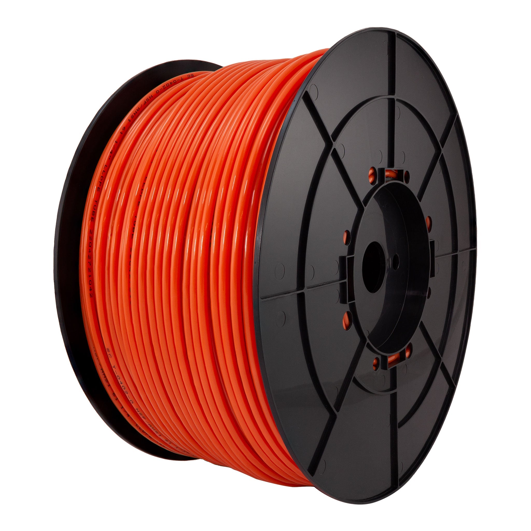 1/4" OD LLDPE Tube. 1000 FT or 300 M Roll. With Spool. Orange Color. Certified by NSF.