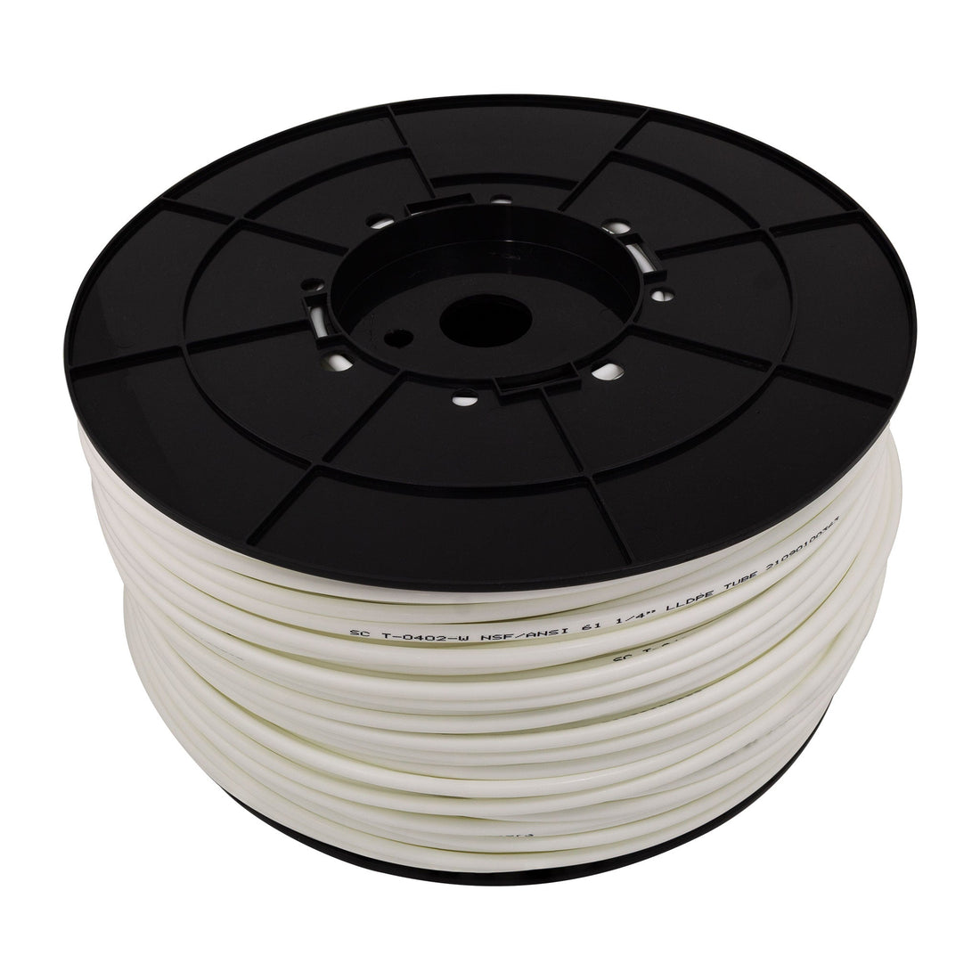 1/4" OD LLDPE Tube. 1000 FT or 300 M Roll. With spool. White Color. Certified by NSF.