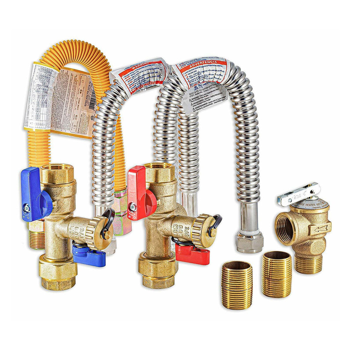 Metpure 3/4 inch gas tankless water heater installation kit with isolation valves and flex connectors