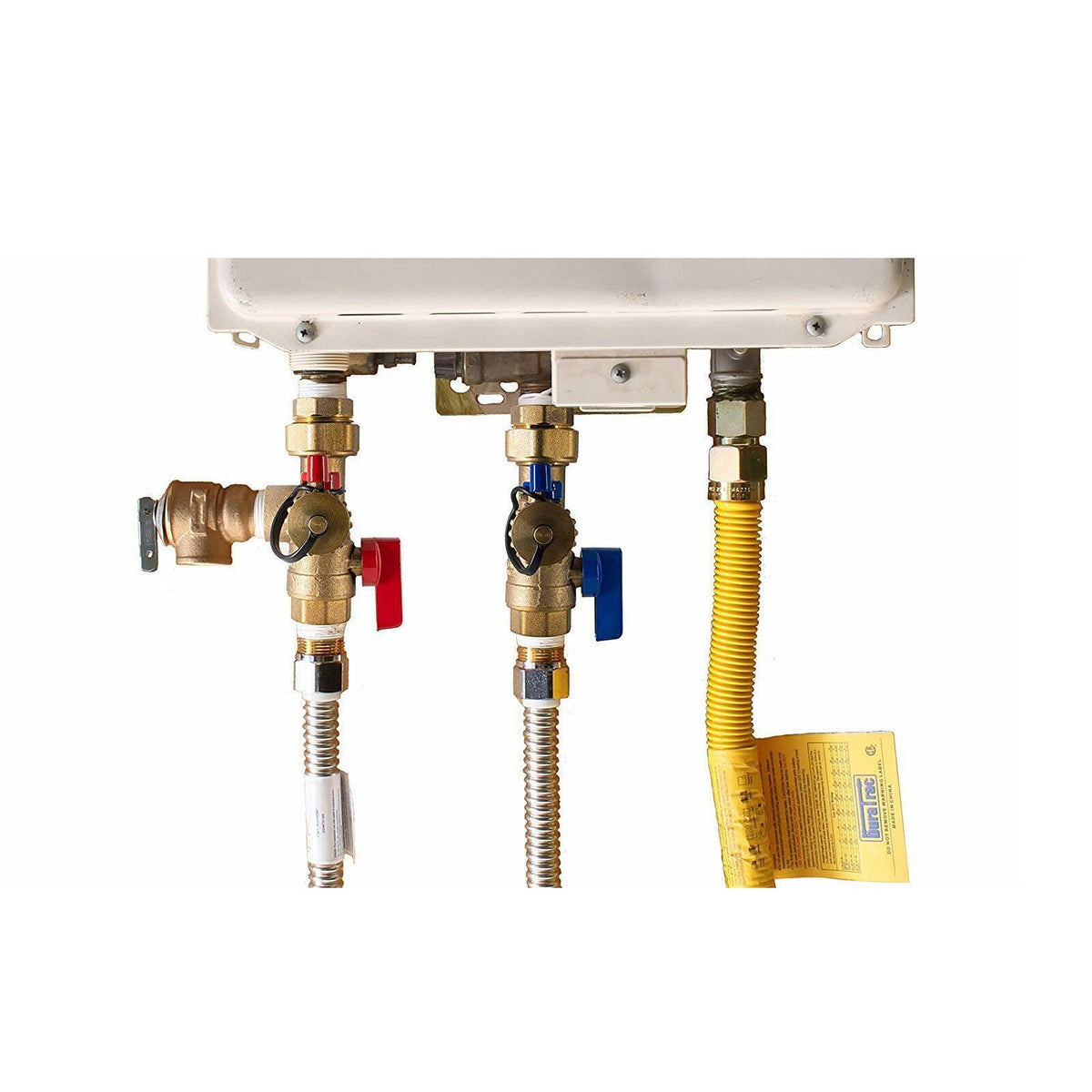 Metpure 3/4 inch gas tankless water heater installation kit with isolation valves and flex connectors