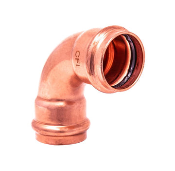 3/4" x 1/2" Press Copper 90°Elbow Fitting Reducer, Press x Press, Copper, Low Lead