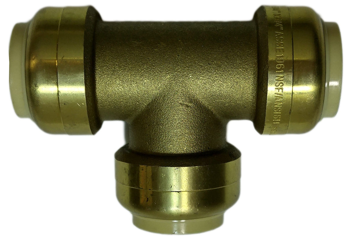 3/4 inch push fit tee, low lead brass