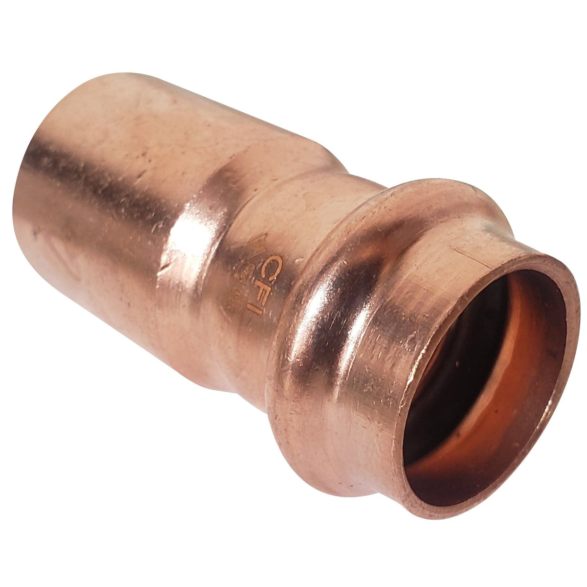 3/4 inch x 1/2 inch copper press fitting reducer, P x FTG
