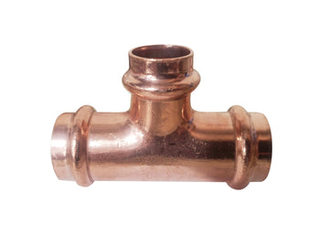 1-1/2" x 1-1/2" x 1/2" Press Copper Reducing Tee, Press x Press x Press, Copper, Low Lead